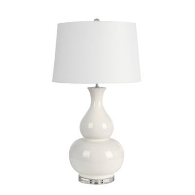 Glass Teardrop Gourd Table Lamp, Cream, 32"