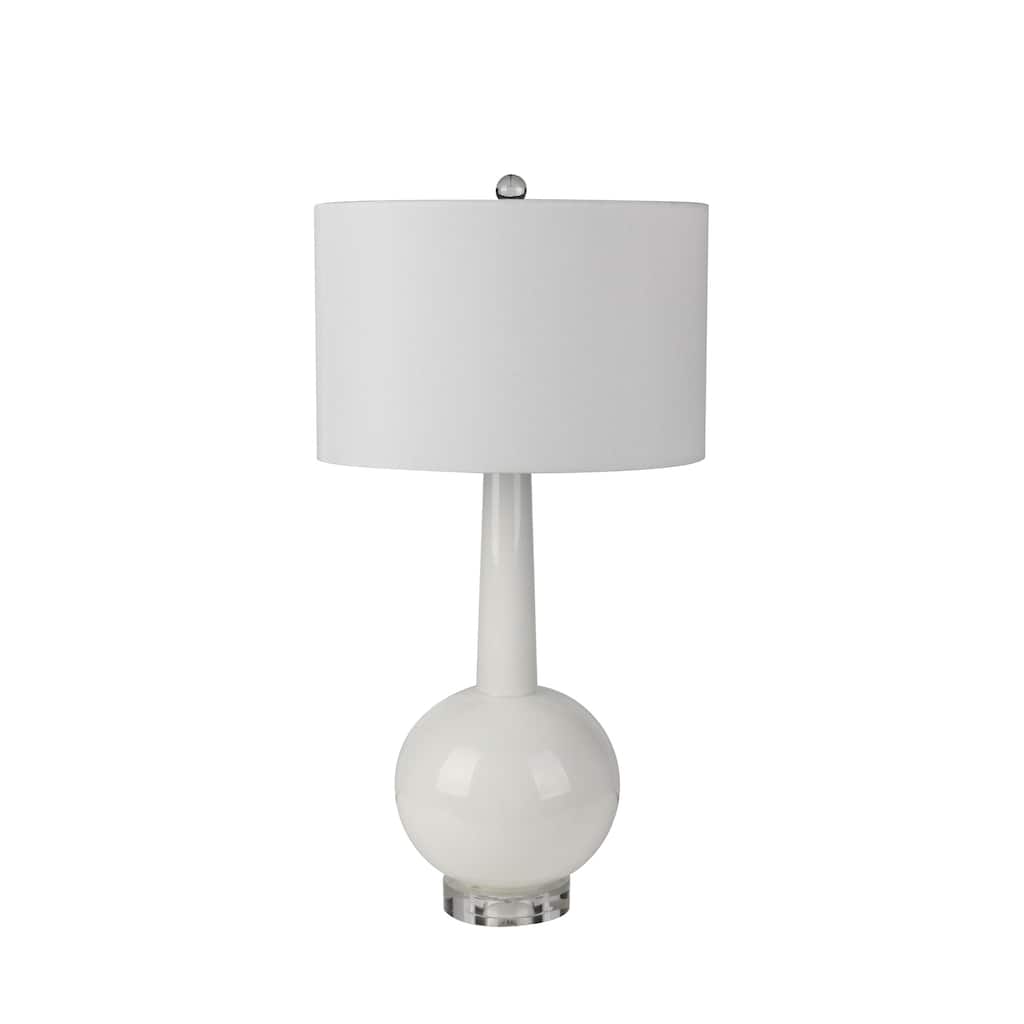 Glass Skinny Top Round Bottom Table Lamp, White, 30"
