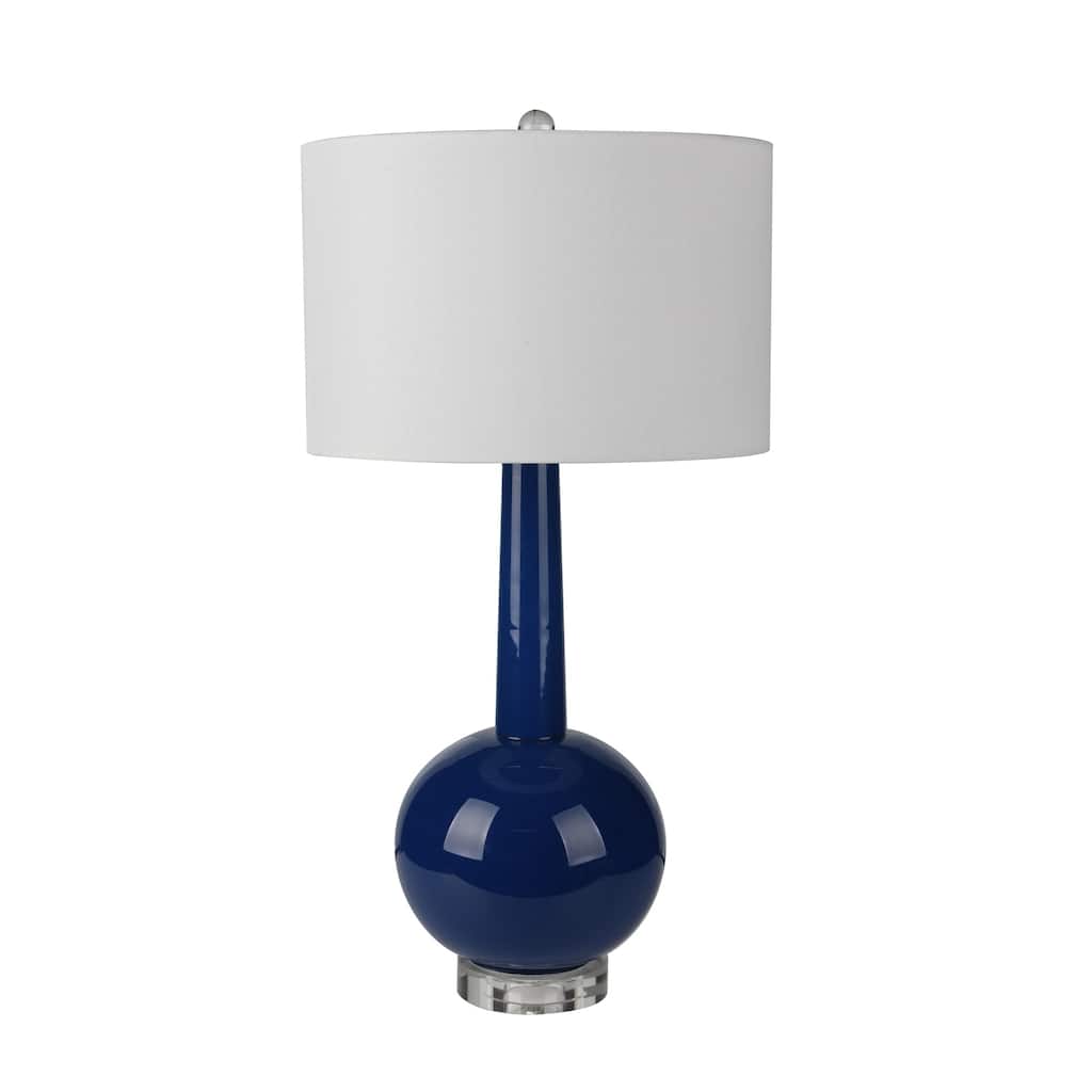 Glass Skinny Top Round Bottom Table Lamp, Blue, 30"