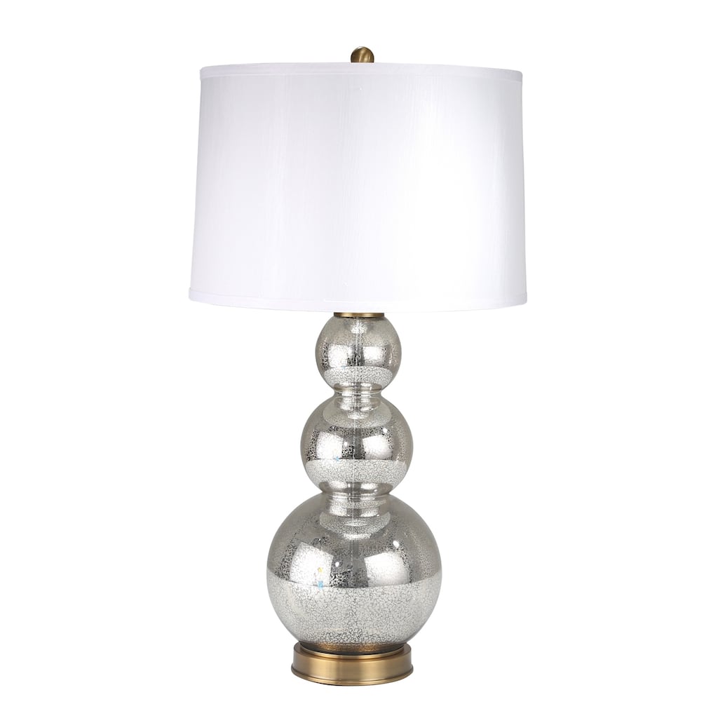 Glass Triple Ball Table Lamp Usb Port, Silver, 34"