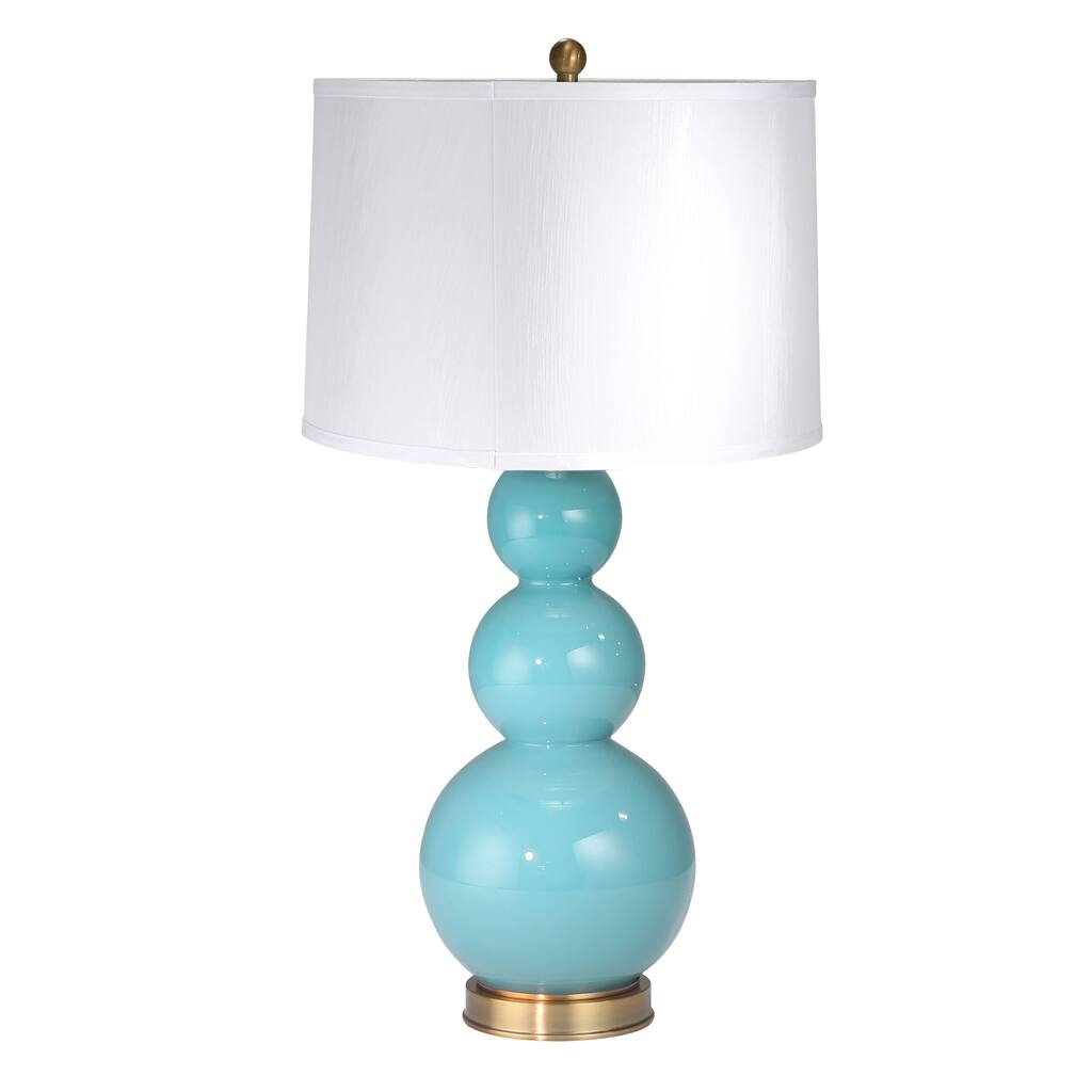 Glass Triple Ball Table Lamp Usb Port, Aqua, 34"