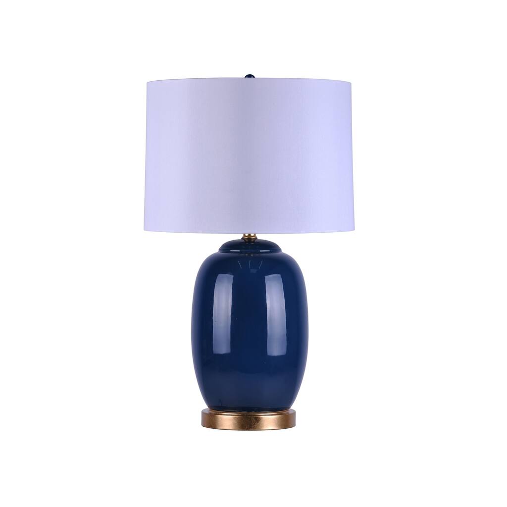 Ceramic Oriental Table Lamp, Indigo Blue, 26"
