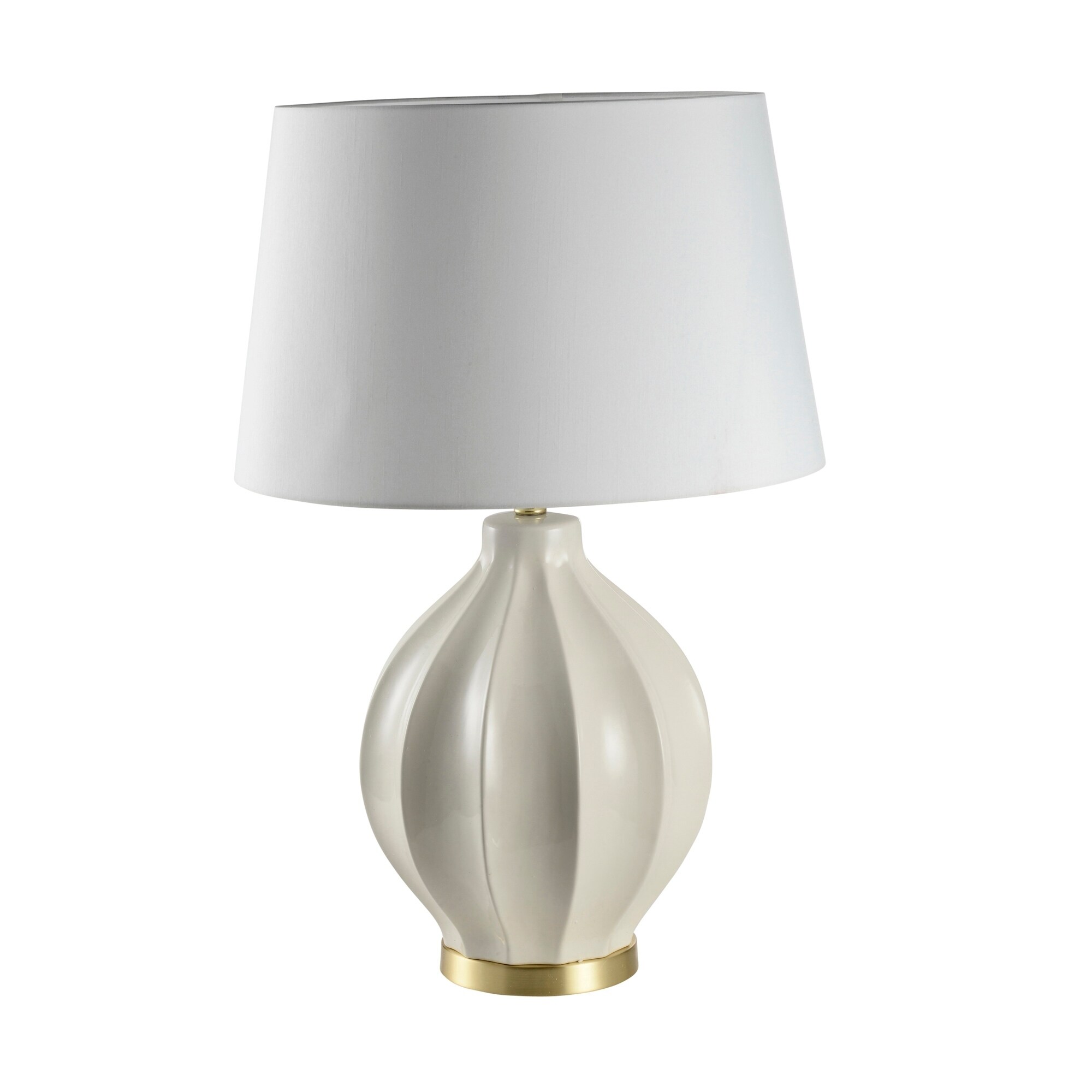 Shop Ceramic Grooved Table Lamp White Shade Gray 28 Overstock