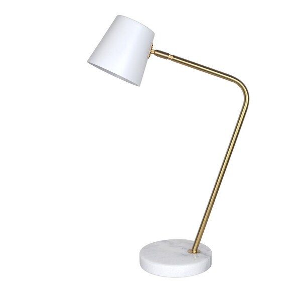 gold and white desk lamp