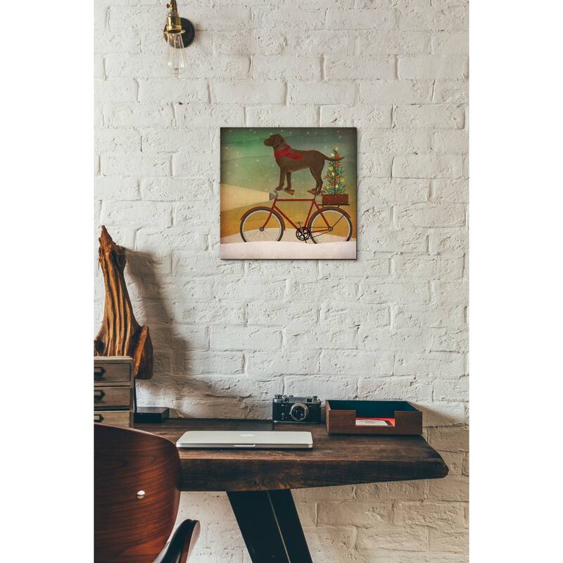 Epic Graffiti 'Brown Lab on Bike Christmas' by Ryan Fowler, Giclee Canvas Wall Art