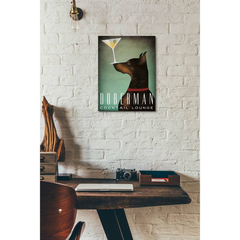 Epic Graffiti 'Doberman Martini' by Ryan Fowler, Giclee Canvas Wall Art