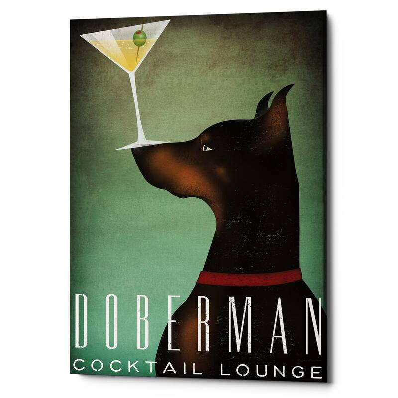 Epic Graffiti 'Doberman Martini' by Ryan Fowler, Giclee Canvas Wall Art