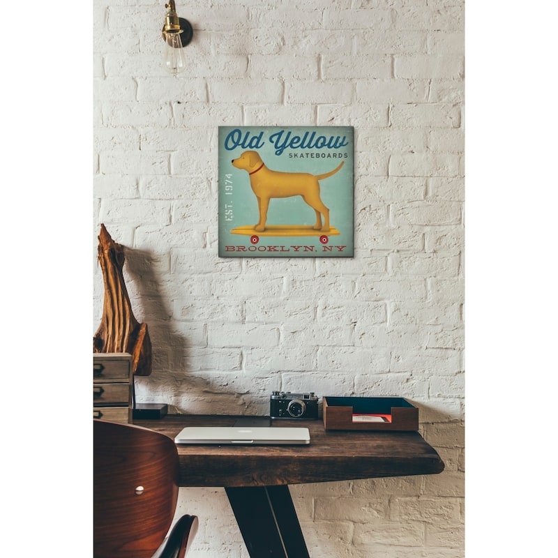Epic Graffiti 'Golden Dog on Skateboard' by Ryan Fowler, Giclee Canvas Wall Art
