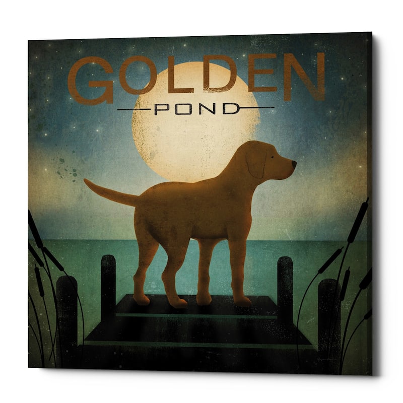 Epic Graffiti 'Moonrise Yellow Dog - Golden Pond' by Ryan Fowler, Giclee Canvas Wall Art