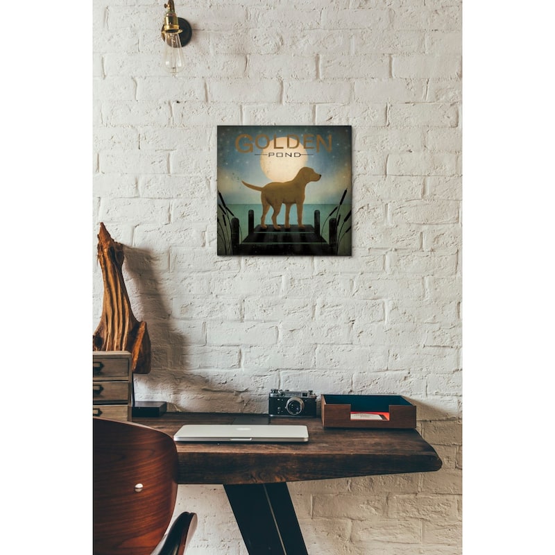 Epic Graffiti 'Moonrise Yellow Dog - Golden Pond' by Ryan Fowler, Giclee Canvas Wall Art