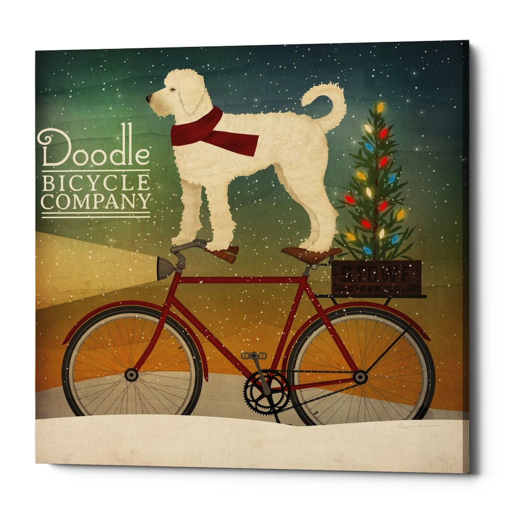 Epic Graffiti 'White Doodle on Bike Christmas' by Ryan Fowler, Giclee Canvas Wall Art