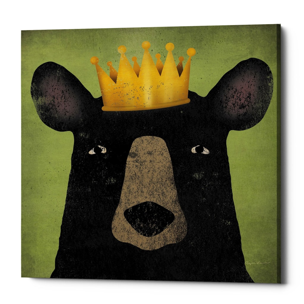 Epic Graffiti 'The Black Bear with Crown' by Ryan Fowler, Giclee Canvas Wall Art