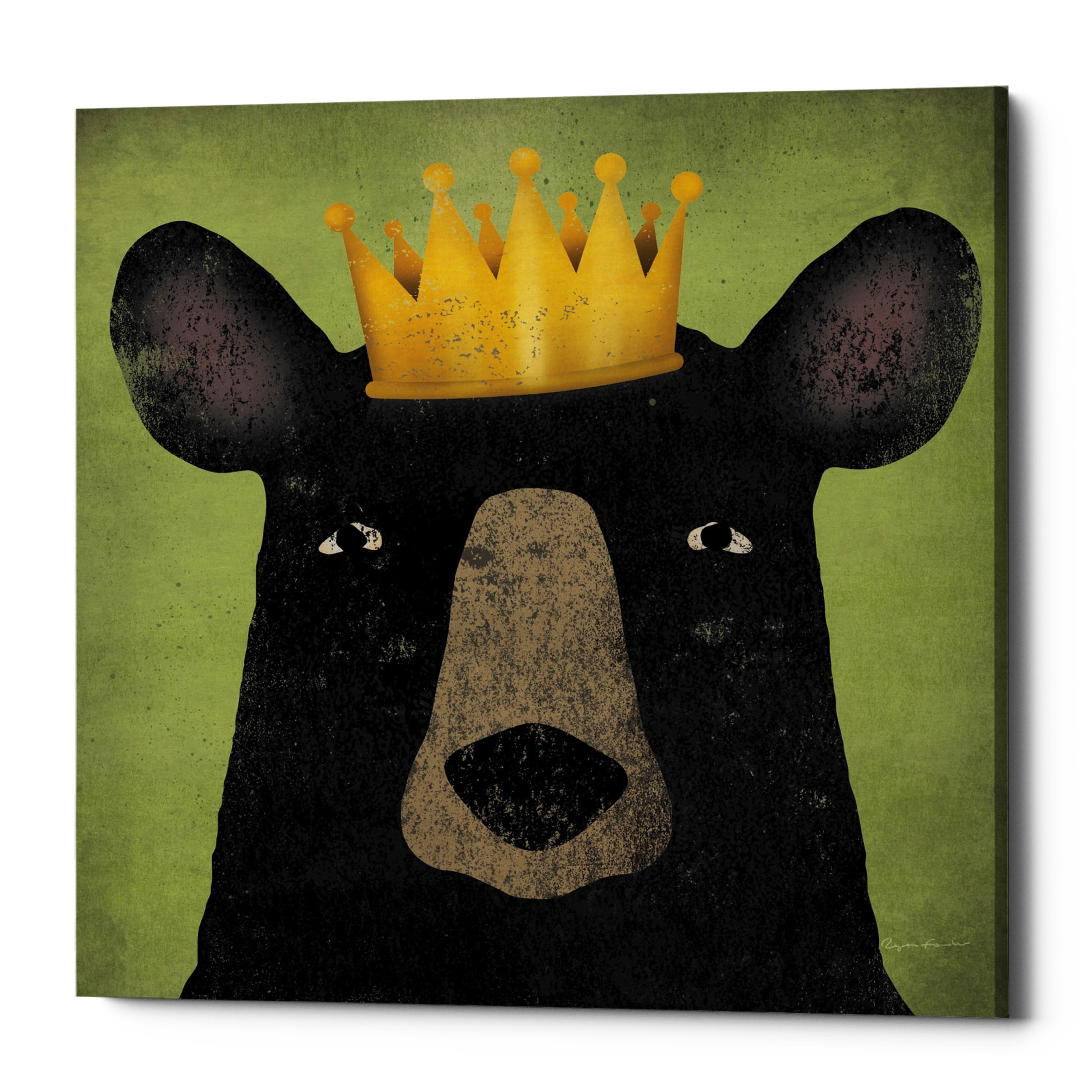 Epic Graffiti 'The Black Bear with Crown' by Ryan Fowler, Giclee Canvas Wall Art