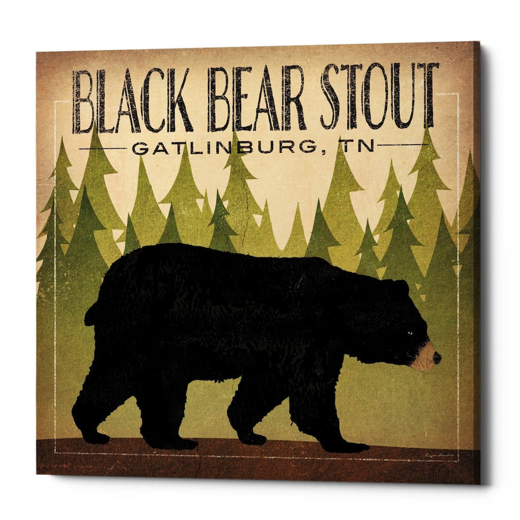 Epic Graffiti 'Take a Hike Bear Black Bear Stout' by Ryan Fowler, Giclee Canvas Wall Art