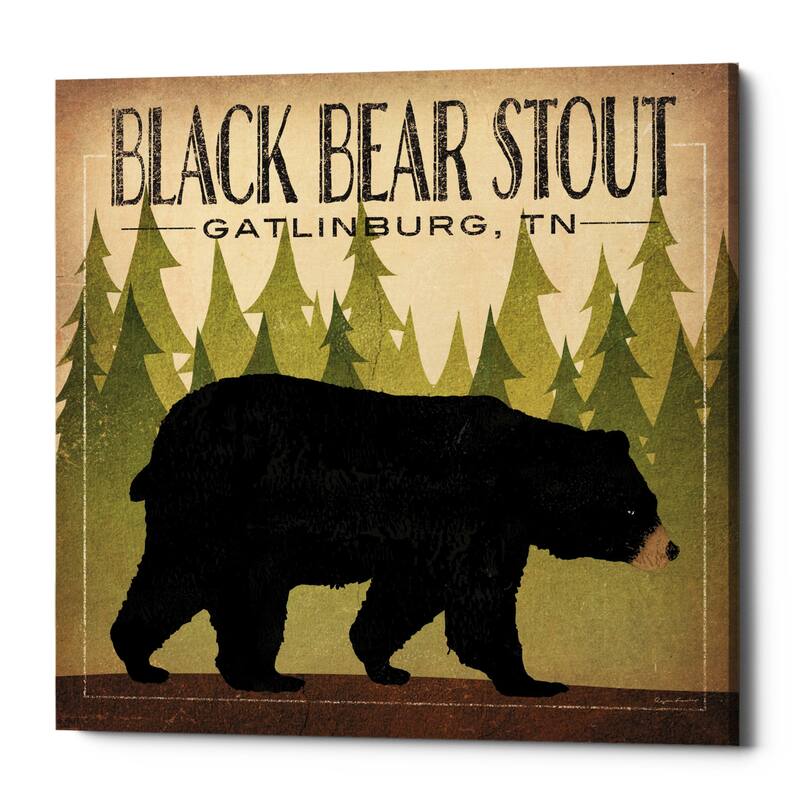 Epic Graffiti 'Take a Hike Bear Black Bear Stout' by Ryan Fowler, Giclee Canvas Wall Art