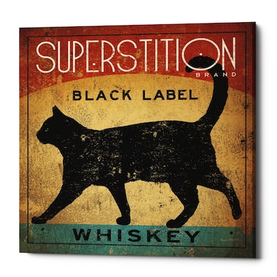 Epic Graffiti 'Superstition Black Label Whiskey Cat' by Ryan Fowler, Giclee Canvas Wall Art
