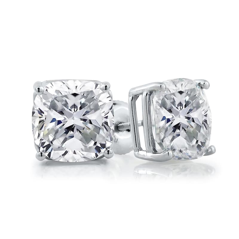 Auriya 10ct Solitaire Cushion-Cut Moissanite Stud Earrings 14k Gold