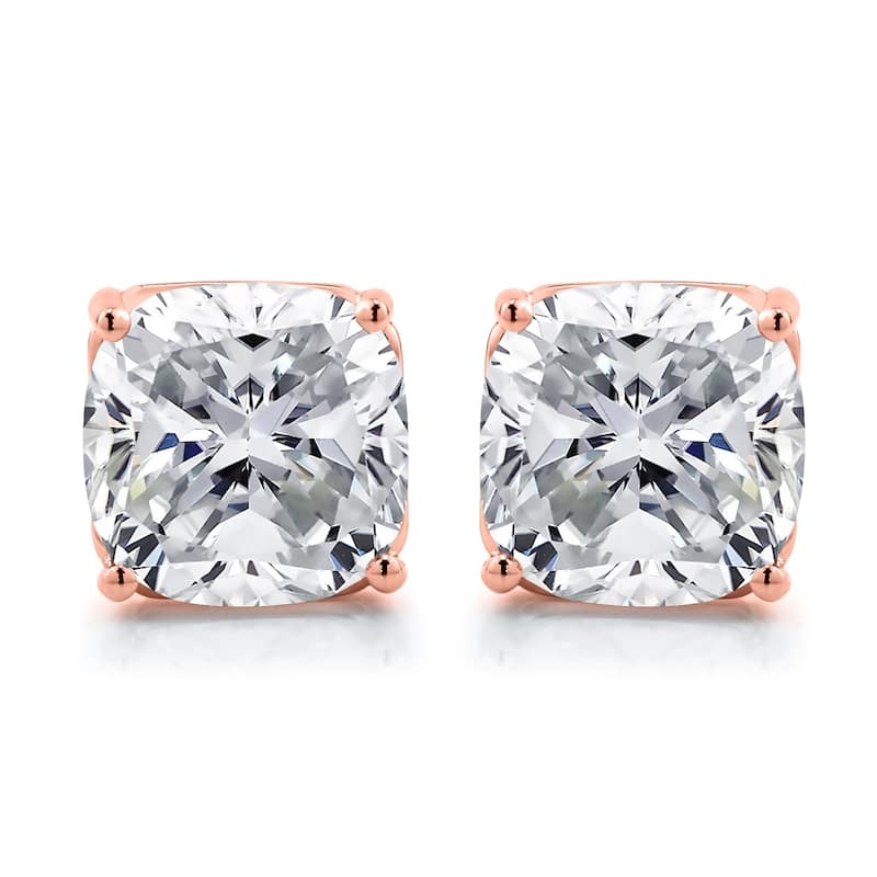 Auriya 10ct Solitaire Cushion-Cut Moissanite Stud Earrings 14k Gold