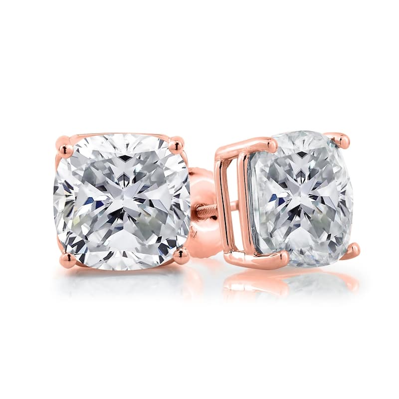 Auriya 10ct Solitaire Cushion-Cut Moissanite Stud Earrings 14k Gold
