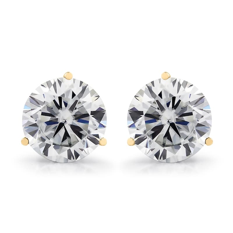 Auriya Round 10 Carat GTW Moissanite Stud Earrings 14k Gold