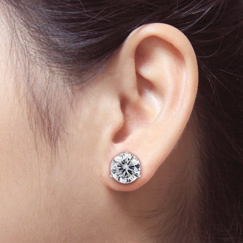 Auriya Round 10 Carat GTW Moissanite Stud Earrings 14k Gold