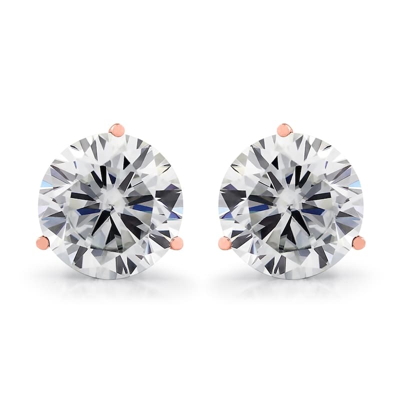 Auriya Round 10 Carat GTW Moissanite Stud Earrings 14k Gold