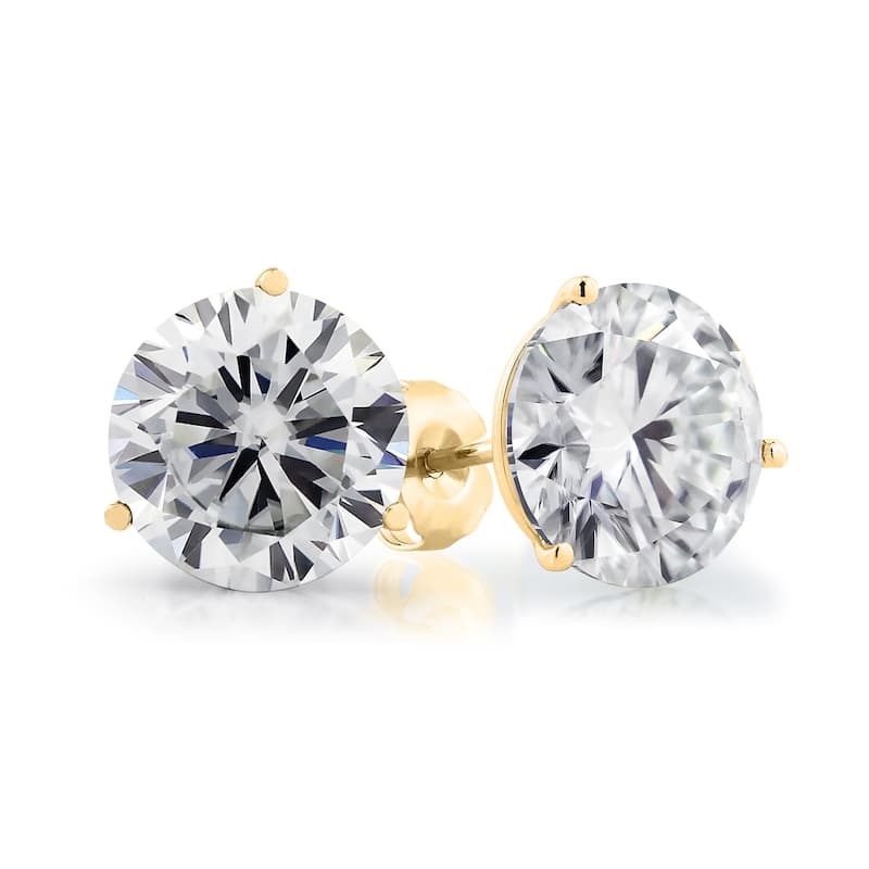 Auriya Round 10 Carat GTW Moissanite Stud Earrings 14k Gold