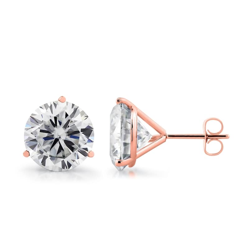 Auriya Round 10 Carat GTW Moissanite Stud Earrings 14k Gold