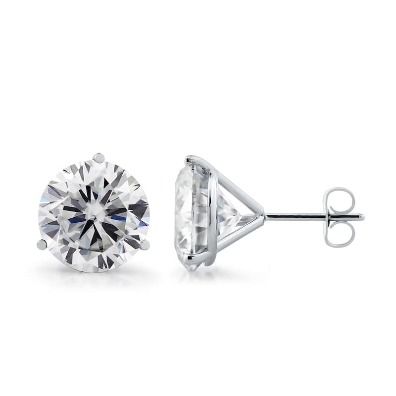 Auriya Round 10 Carat GTW Moissanite Stud Earrings 14k Gold