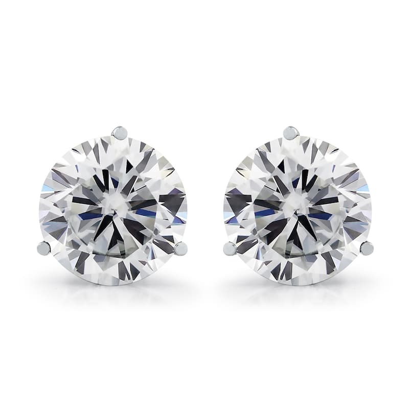 Auriya Round 10 Carat GTW Moissanite Stud Earrings 14k Gold