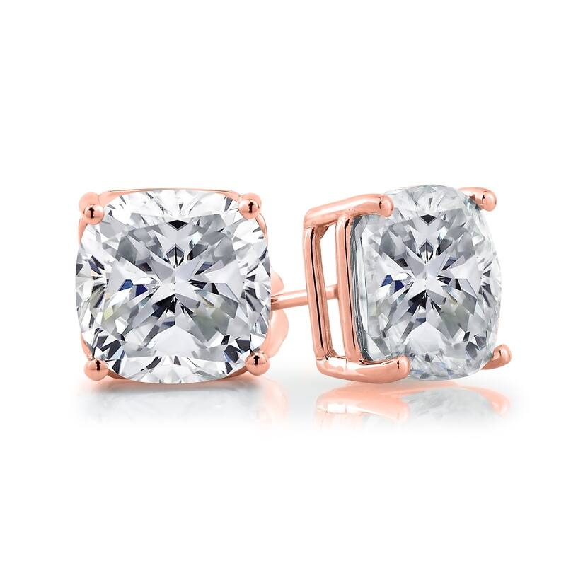 Auriya 10 Carat GTW Cushion Cut Moissanite Stud Earrings 14k Gold