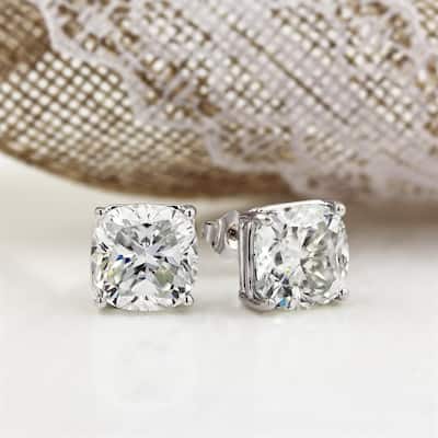 Auriya 10 Carat GTW Cushion Cut Moissanite Stud Earrings 14k Gold