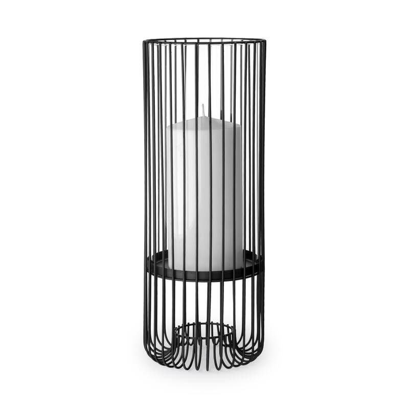 Velo II Large Black Metal Cylindrical Table Candle Holder