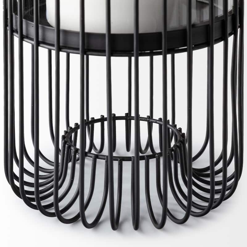 Velo II Large Black Metal Cylindrical Table Candle Holder