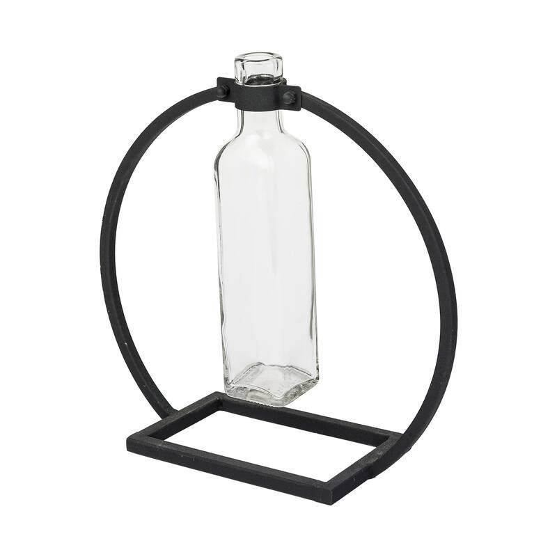 Monica Black Metal Glass Bottle Vase (Tall)