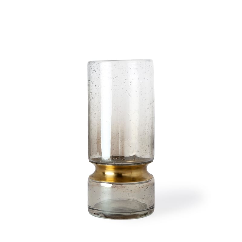 Adriatic Brushed Gold Metal & Glass Vase (Small) - Small