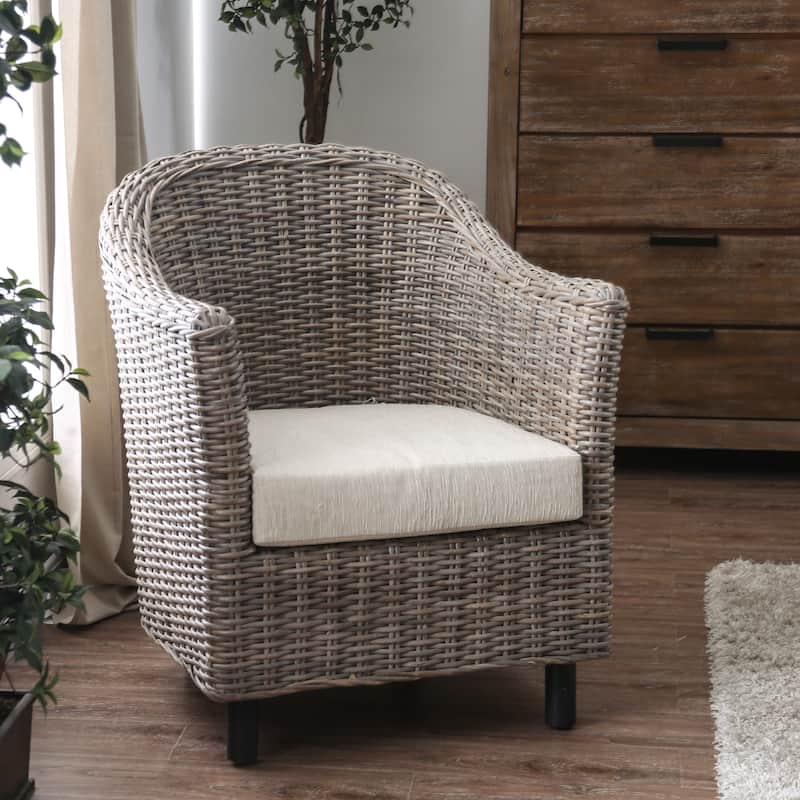 Furniture of America Lali Rustic Kubu Rattan Wicker Armchair - Grey