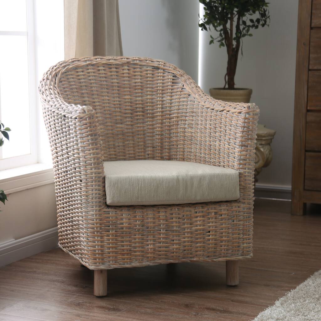 Furniture of America Lali Rustic Kubu Rattan Wicker Armchair