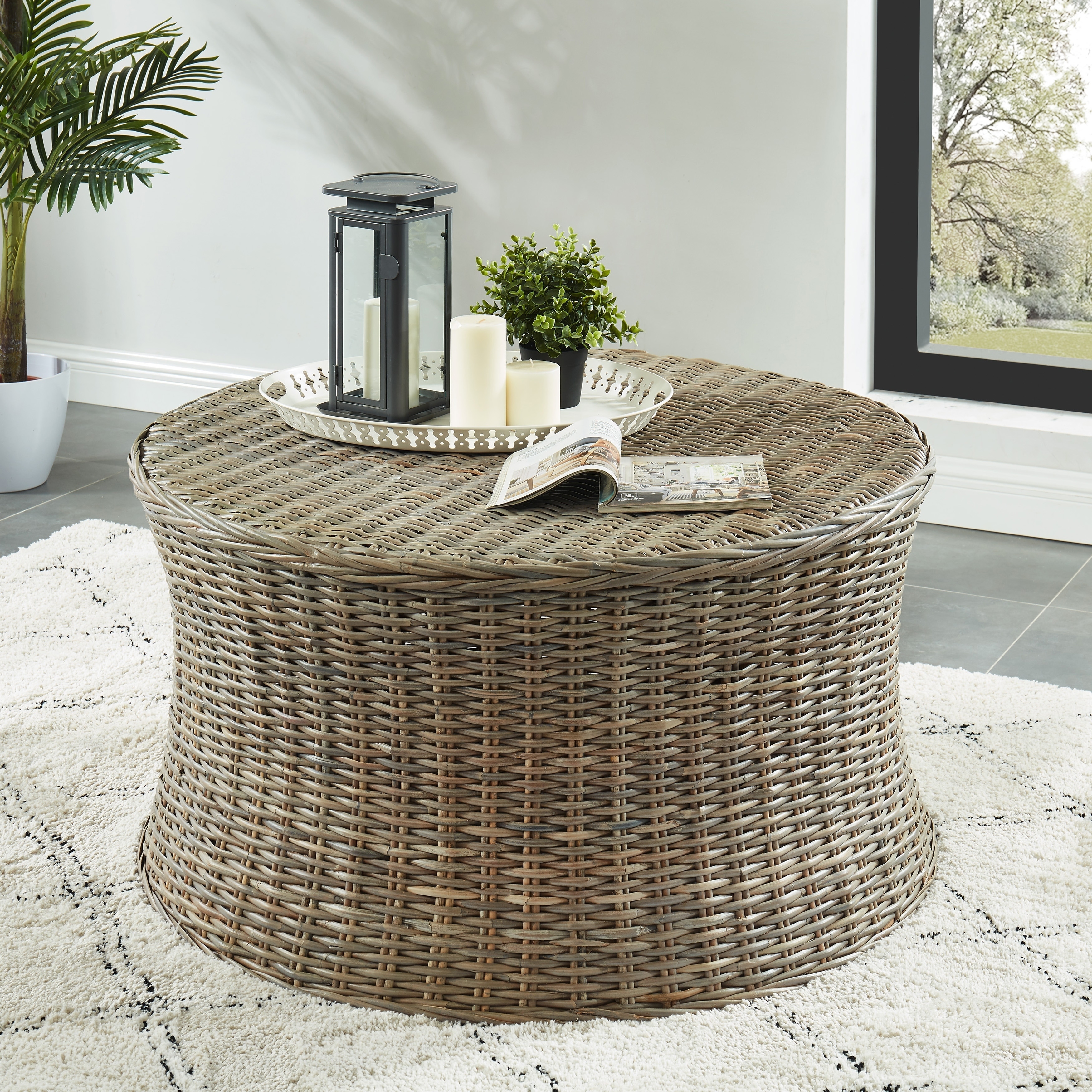 Furniture Of America Yali Transitional Brown Rattan Round Coffee Table On Sale Overstock 25625953