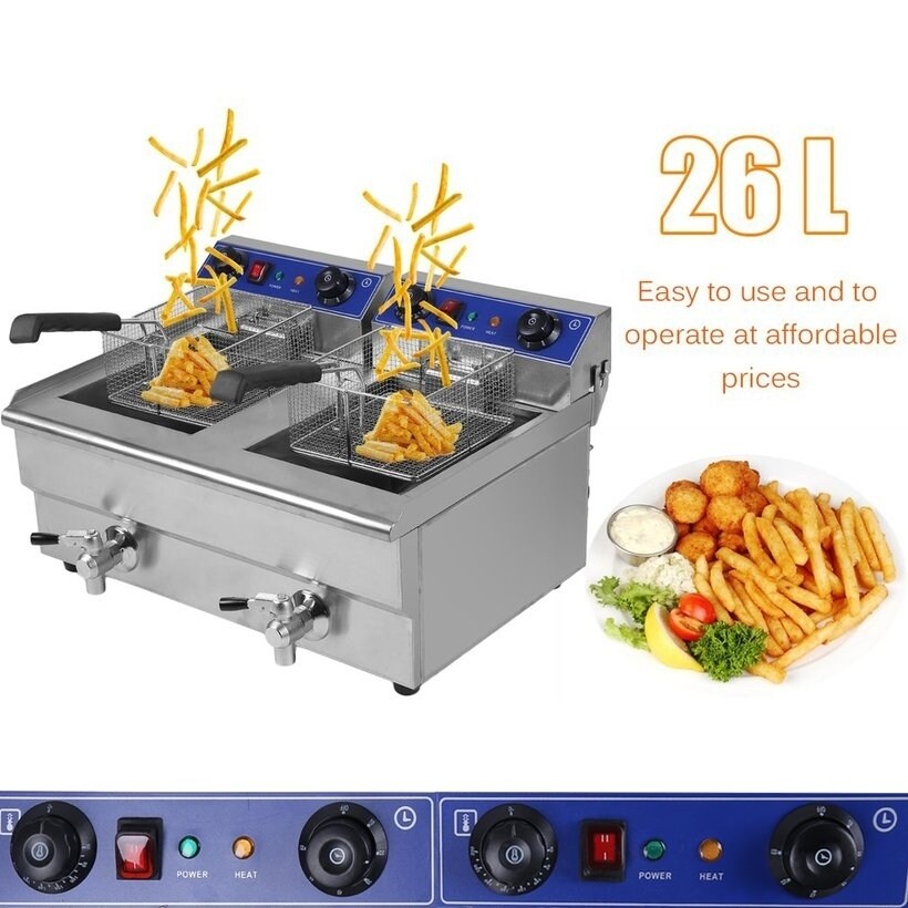 26L 3.3KW Temperature Control Timing Double Container Electric Deep Fryer -  Bed Bath & Beyond - 25627153