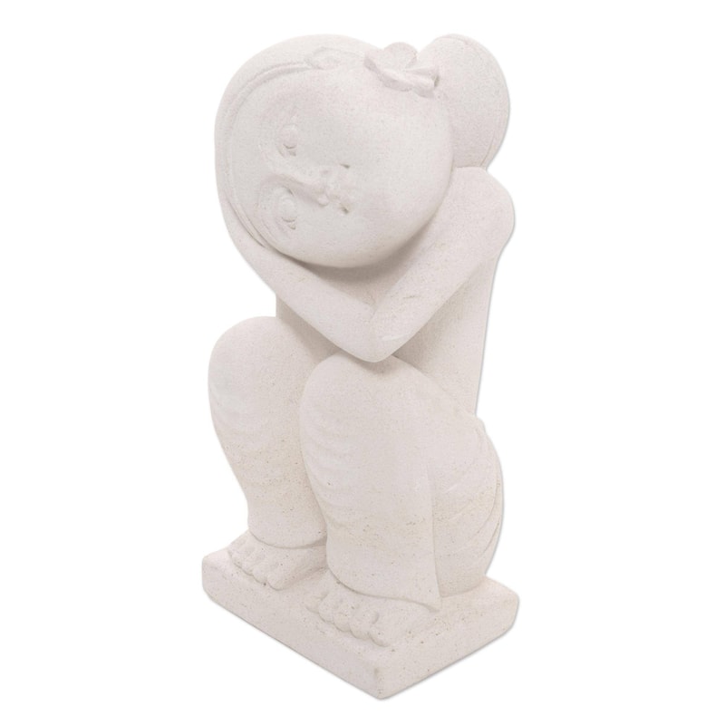 Handmade Daydreamer Sandstone Sculpture (Indonesia)