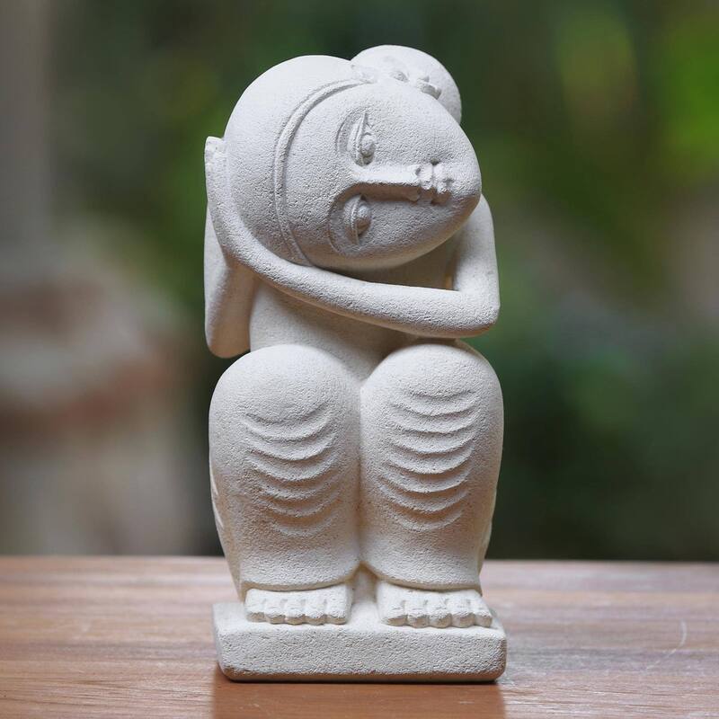Handmade Daydreamer Sandstone Sculpture (Indonesia)