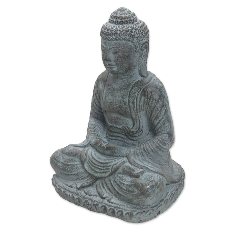 Handmade Serene Meditation Cast Stone Sculpture (Indonesia)