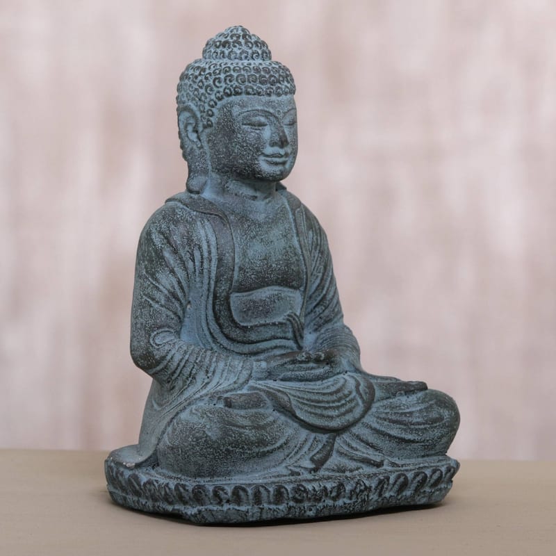 Handmade Serene Meditation Cast Stone Sculpture (Indonesia)
