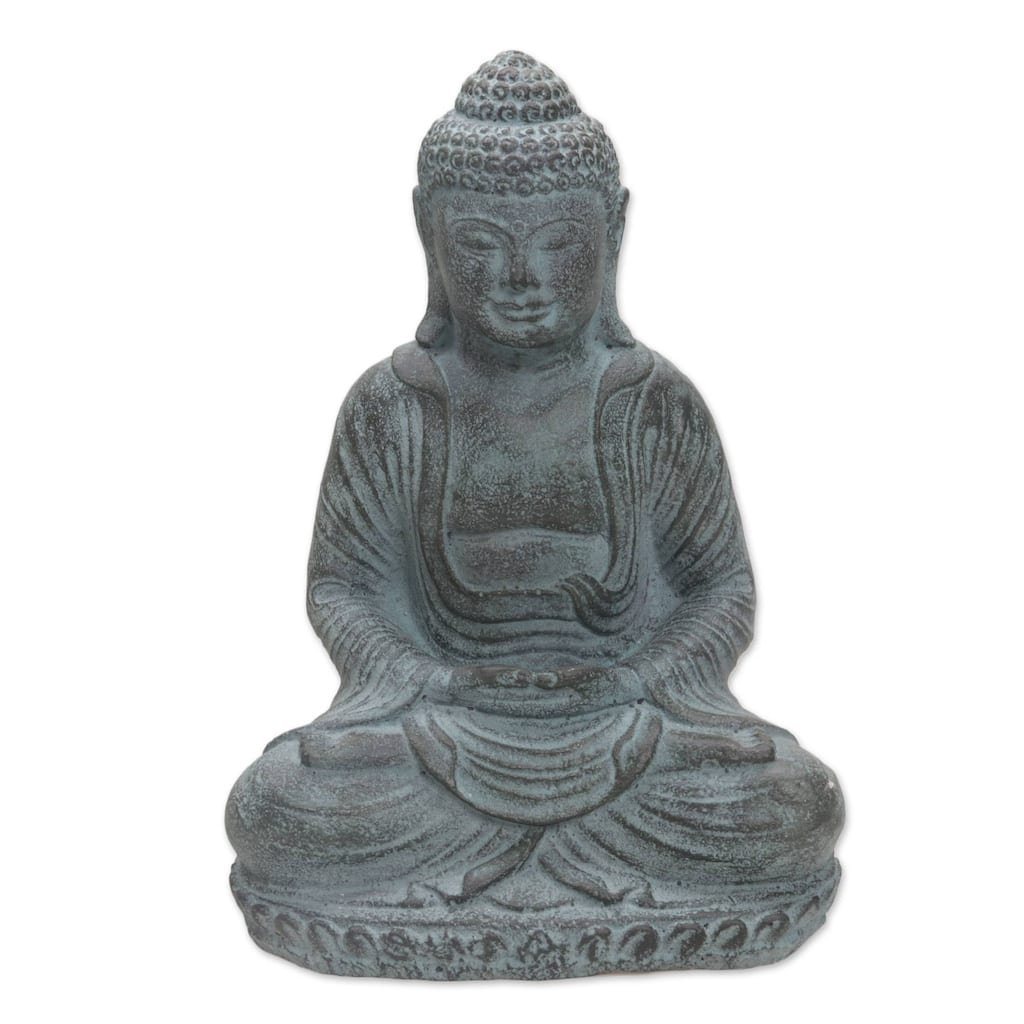 Handmade Serene Meditation Cast Stone Sculpture (Indonesia)