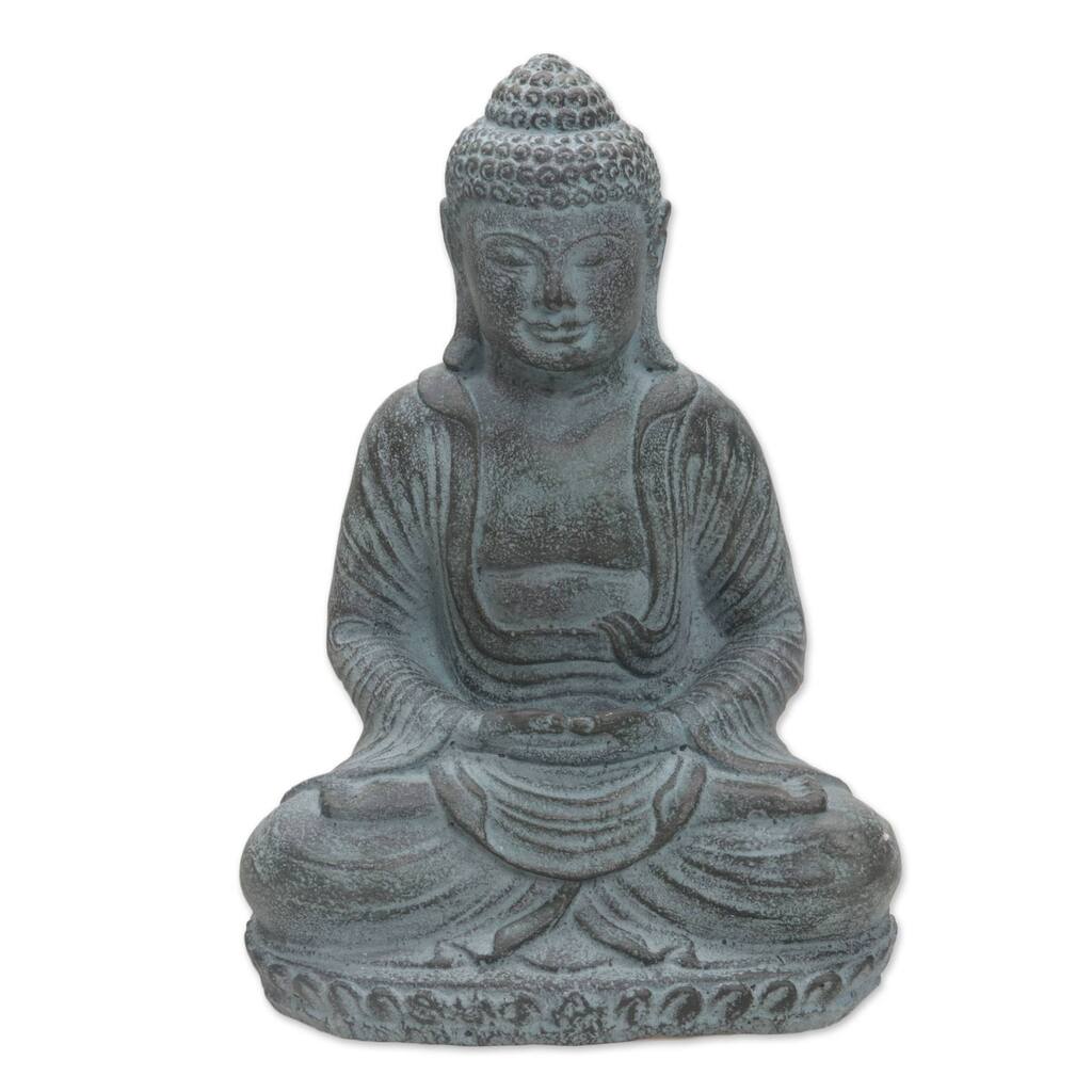 Handmade Serene Meditation Cast Stone Sculpture (Indonesia)