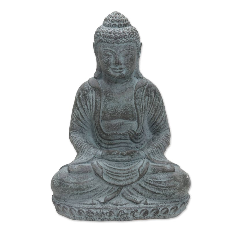 Handmade Serene Meditation Cast Stone Sculpture (Indonesia)