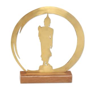 Handmade Standing Buddha Dome Brass Sculpture (Indonesia)