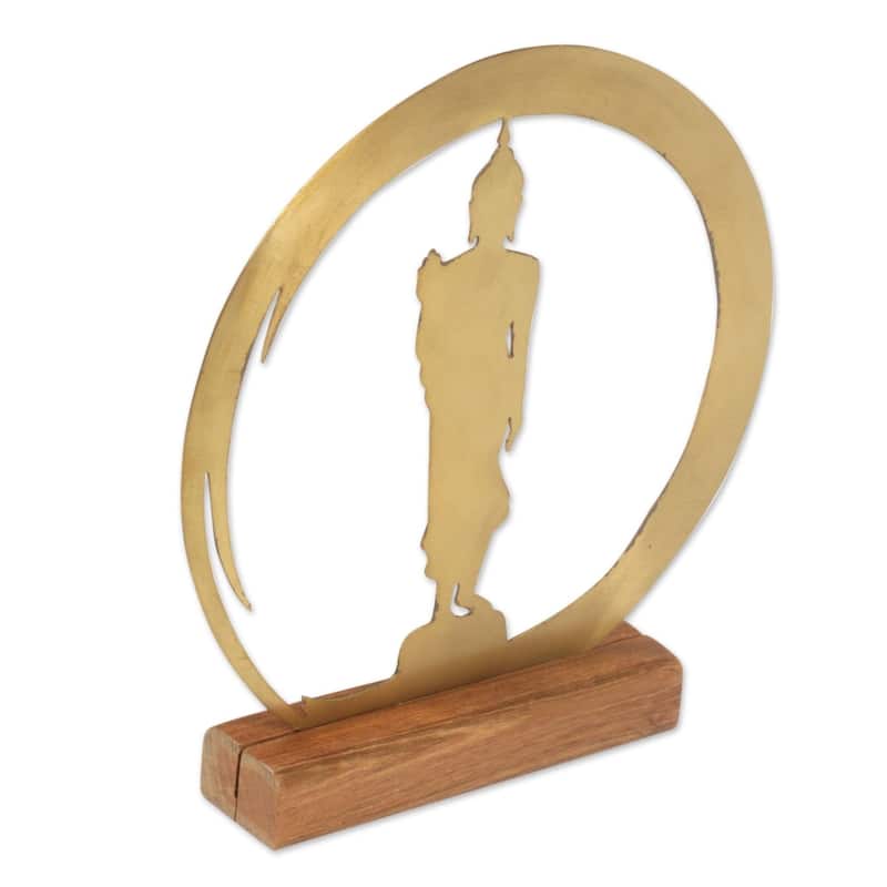 Handmade Standing Buddha Dome Brass Sculpture (Indonesia)