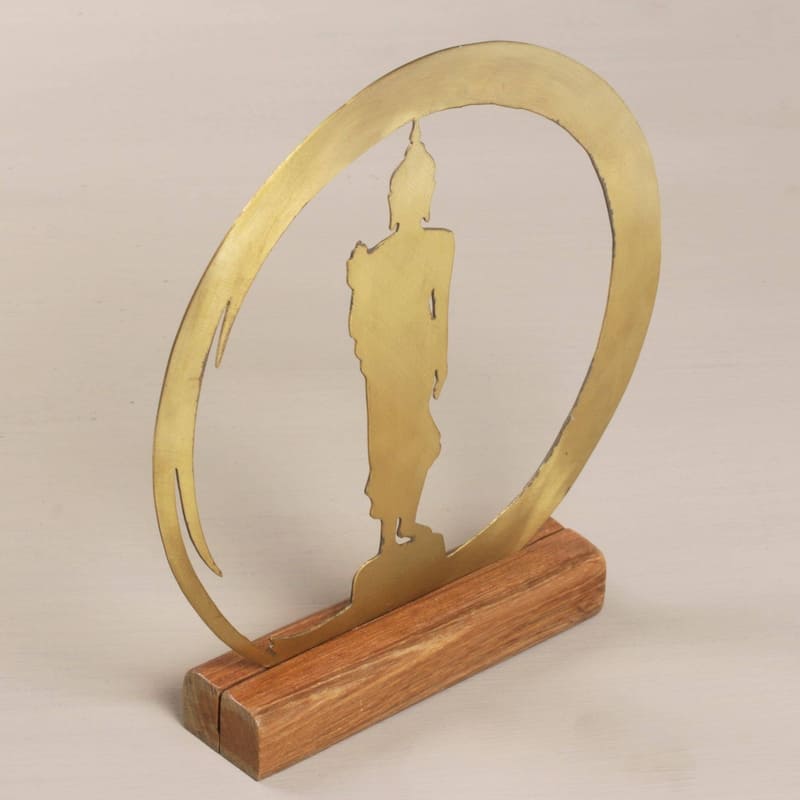 Handmade Standing Buddha Dome Brass Sculpture (Indonesia)